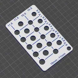 Test Hole Card - Metric - 10mm, 11mm