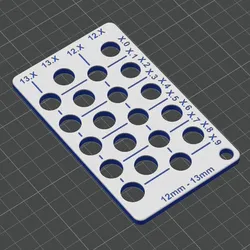 Test Hole Card - Metric - 12mm, 13mm