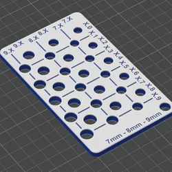 Test Hole Card - Metric - 7mm, 8mm, 9mm
