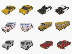 Cartoon Cars Low-poly