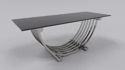 Coffee table stainless silver gloss