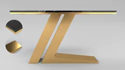 Gold console table leg with letter Z