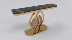 Gold console table wooden accent