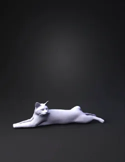 orange tabby cat lying stretched on white tile floor