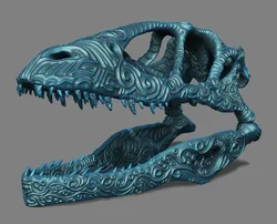 Raptor SkullWith Decorative Filigree Scroll Work Design