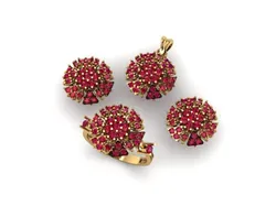 Ruby gem stone pendant set