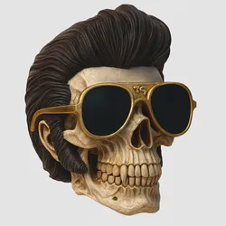 Skull 3D Print Model – Rockabilly Skeleton with Sunglasses – Gothic Decor & Cosplay Mask STL