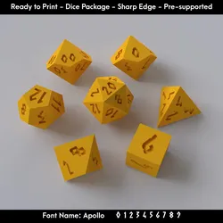Board Games & Card Games STL Descărcare - Dice Masters – Ready to Print - 7 Piece Set – Apollo Font - Atomic Dice