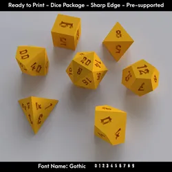 Board Games & Card Games STL indir - Dice Masters – Ready to Print - 7 Piece Set – Gothic Font - Atomic Dice