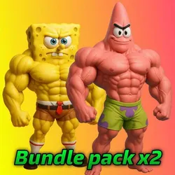 Bob SquarePants And Patrick muscular bodybuilder
