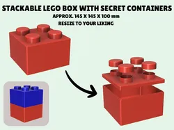 Brick 2x2 Box with secret stash containers - Stackable