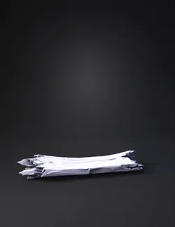 High poly 3D model of a long broken decayed wood plank elongated irre