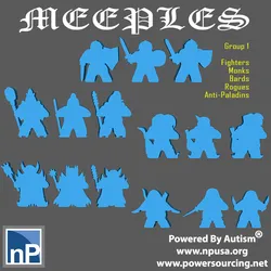 Fantasy Meeples - Set 1 3D Print Model in Board Game 501243