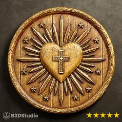 Heart Cross Relief for CNC Laser and 3D Print STL File and 4K Grayscale TIF - High Detail 3D Model