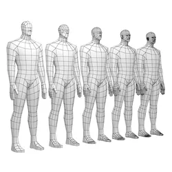 Hero Male in Rest Pose in 5 Topologies
