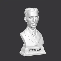 Nikola Tesla Bust Remix – 3D Printable Sculpture STL (With & Without Name)