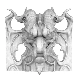 Sculptures & Artworks STL تنزيل - Gargoyle Head Sculpture – Gothic Fantasy STL - 1xMerch