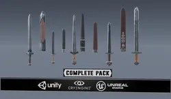 Swords viking pack low poly game ready Low-poly