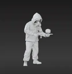 Car Painter in Action Miniature - 1:64 Scale Diorama Figure