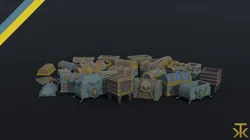 Cartoon fantasy chests Polygonal Style