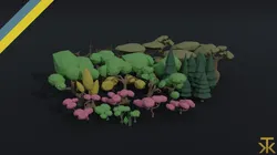 Cartoon fantasy trees asset Polygonal Style