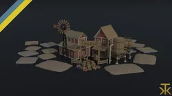 Cartoon farm asset Polygonal Style