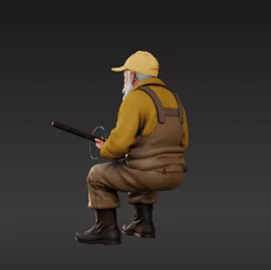 Pier-Side Angler: 1:64 Scale Miniature for Nautical Dioramas