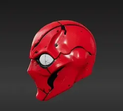 Sleek Crimson Motorcycle Helmet: High-Detail Cosplay Prop Replica