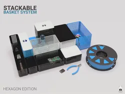 Stackable Baskets Organizer System with Lids (Hexagon Edition)