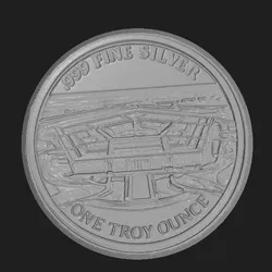 THE PENTAGON 999 FINE SILVER COIN TOKEN WALL ART