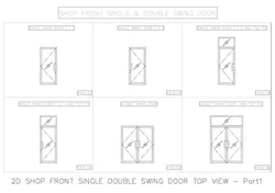 2D SHOP FRONT SINGLE DOUBLE SWING DOOR TOP VIEW