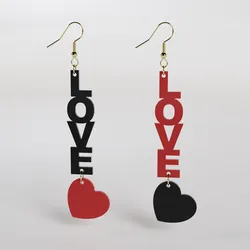 Vertical love text earring