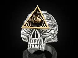 All seeing eye skull ring 3D Print Model in Rings 486243