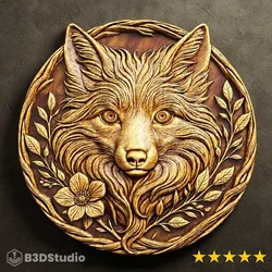 Fox Relief for CNC Laser and 3D Print STL File and 4K Grayscale TIF - High Detail 3D Model