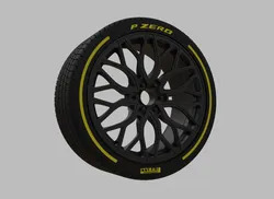 Miniature Vossen HF6-3 Rim & Tire  - 3D Print - No Textures