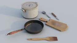 Set of old kitchen appliances