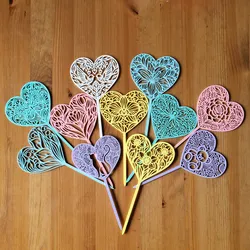 Heart decorations with flowers and animals
