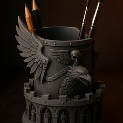 Imperial Gothic Pencil Holder with Wings and Eagle