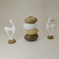 Modern Minimalist Deer & Pebble Decor Set – 3D Printable STL