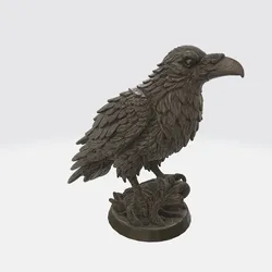 Raven Figurine 3D Model | Gothic Bird Statue  | Fantasy Tabletop Miniature & Halloween Decor