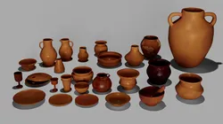 Set of old vases and plates