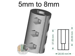 5mm to 8mm Stepper / 775 Motor Z Axis Tall Shaft Coupler / Coupling