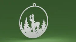 Christmas Deer and Christmas Trees in a bauble (Christmas tree ornament)