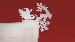 Christmas Door Trim Corner 27 - Santa Sleigh and Reindeer and Snowflake (Christmas ornament)