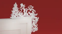 Christmas Door Trim Corner 64 - Snowman and Ice skates and Christmas Tree (Christmas ornament)