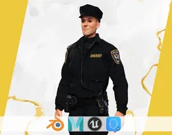 3D Law Enforcement Toon Character Police Officer