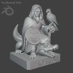 Agares Demon Statue STL - Goetia Occult Sorcerer with Crocodile and Hawk | Single-Color 3D Print Model