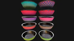 Bowl Pet Food Cats Dogs 10 Colors Set