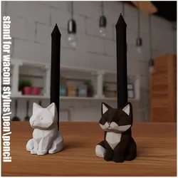 Cat Pen-Stylus Holder 3D Print Model in Animals 581018