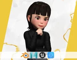 Charming Stylized Cartoon Toon Girl Rigged Character